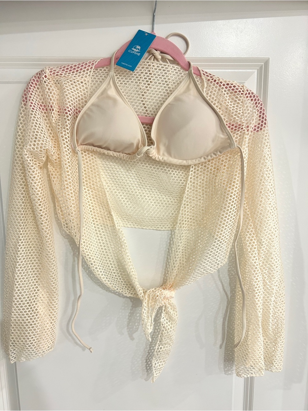 Cupshe Cream 4 Piece swimsuit WITH coverup